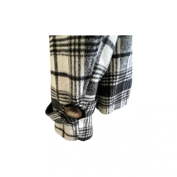 Pink Envelope Plaid Hooded Button Down Black and White Peacoat Junior’s Large - Picture 5 of 13